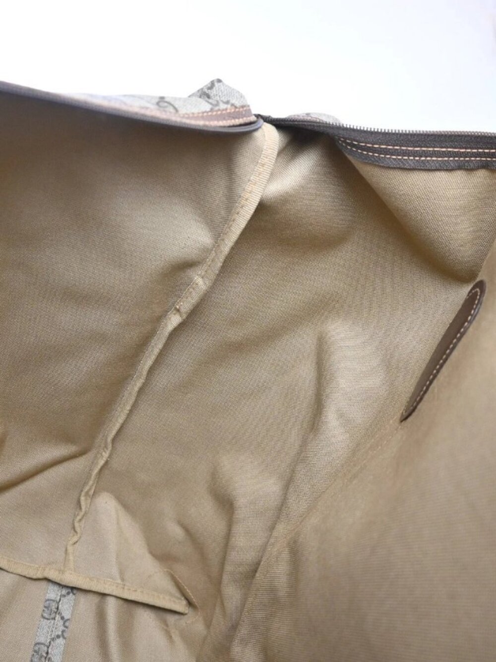 GUCCI Logo GG Sherry Line Boston Hand Bag PVC Leather Beige Italy 32MA454 - Picture 11 of 16